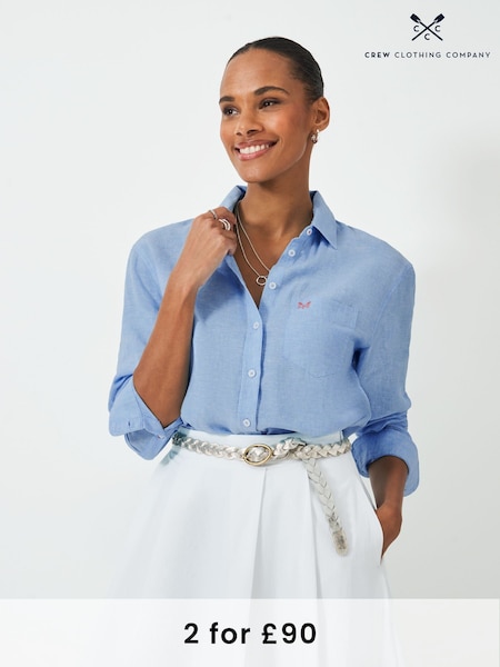 Crew Clothing Company Blue Linen Blend Shirt (F89722) | £59