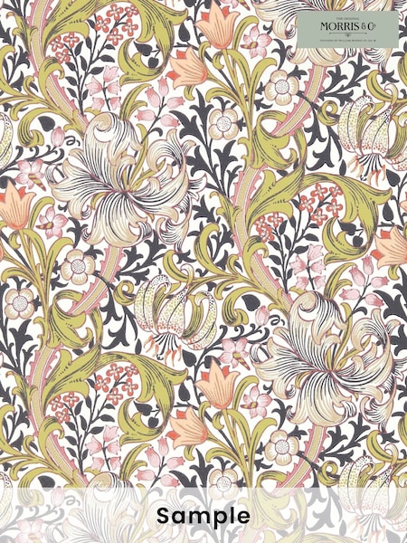 Morris & Co Espresso Golden Lily Bedford Park A4 Wallpaper Sample (F89836) | £1