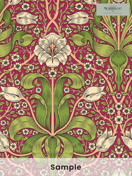 Morris & Co Maraschino Cherry Spring Thicket Bedford Park A4 Wallpaper Sample (F89841) | £1