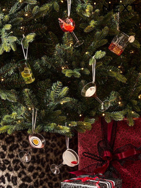 Set of 6 Multi Glass Cocktail Christmas Baubles (F89900) | £35