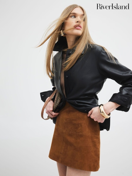 River Island Brown Suede Mini Skirt (F89908) | £65