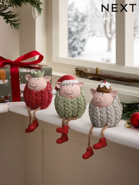 Set of 3 Pigs in Blankets Christmas Ornaments (F89939) | £18