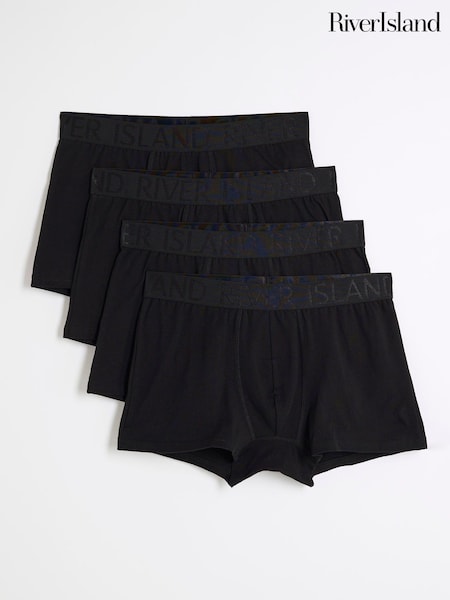 River Island Black Jacquard Stretch Trunks 4 Pack (F89951) | £25