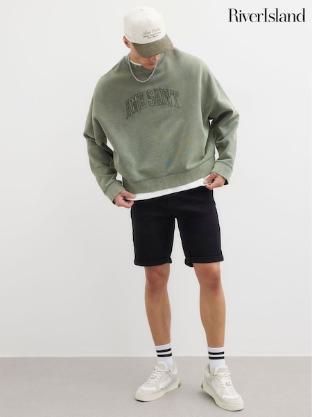 River Island Black Slim Denim 100% Cotton Shorts (F89952) | £28