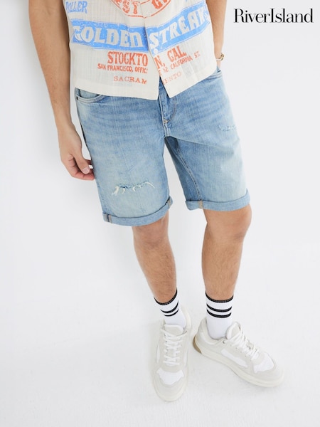 River Island Blue Slim Fit Shorts (F89966) | £32