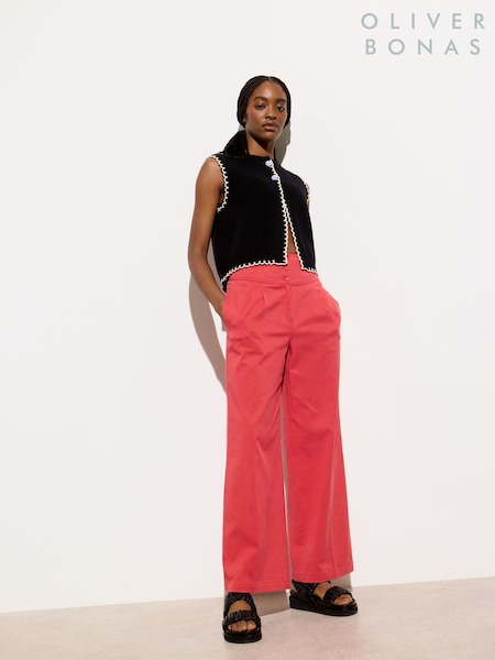 Oliver Bonas Blue Basque Wide Leg Regular Trousers (F90157) | £68