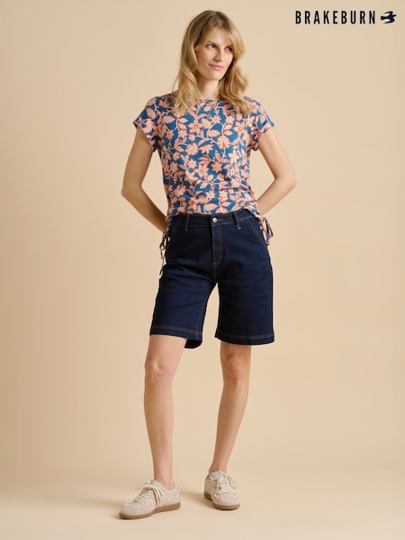 Brakeburn Blue Midnight Garden Jersey 100% Cotton T-Shirt (F90170) | £33
