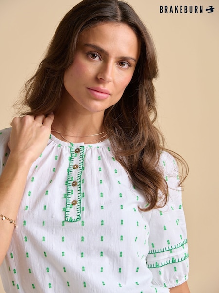 Brakeburn White Shingle 100% Cotton Blouse (F90189) | £48
