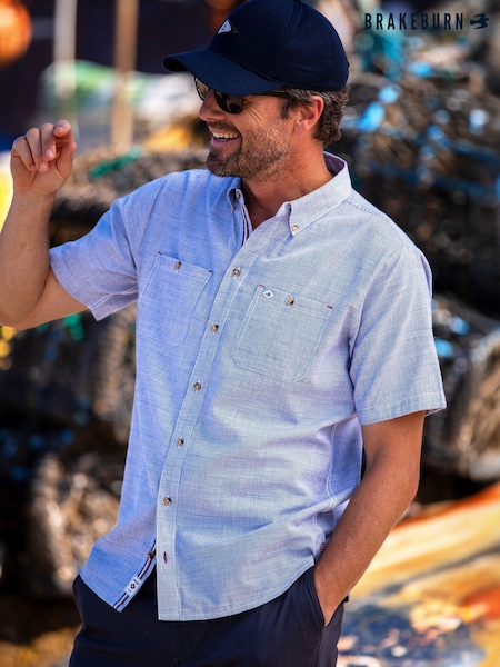 Brakeburn Blue Texture 100% Cotton Shirt (F90193) | £45