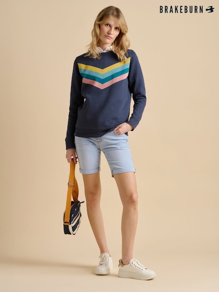 Brakeburn Blue Broderie Crew Neck Sweatshirt (F90212) | £50
