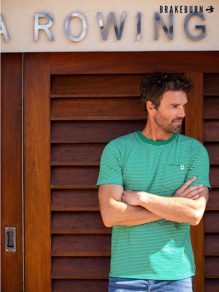Brakeburn Green Stripe T-Shirt (F90276) | £30