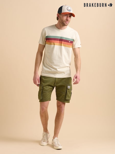 Brakeburn Natural Stripe T-Shirt (F90279) | £30