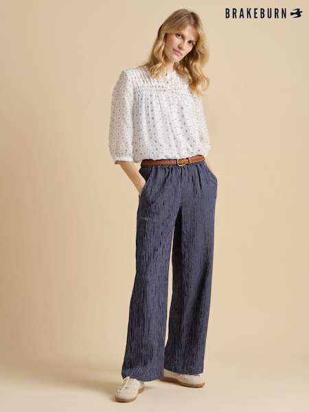 Brakeburn Blue Wide Leg Stripe Trousers (F90289) | £50