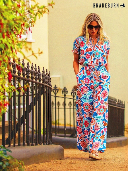Brakeburn Blue Full Bloom Trousers (F90313) | £50