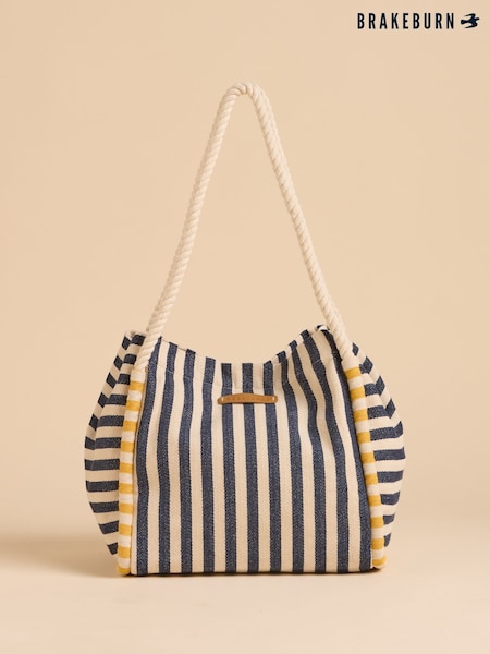 Brakeburn Blue Deck Stripe Beach 100% Cotton Bag (F90315) | £45