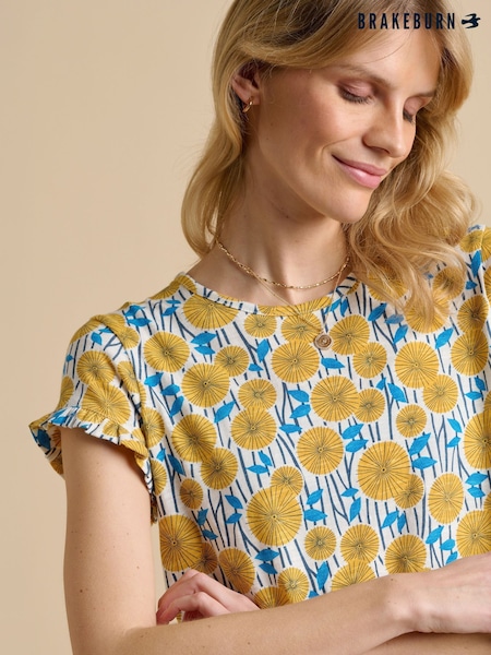 Brakeburn Yellow Parasol 100% Cotton T-Shirt (F90319) | £30