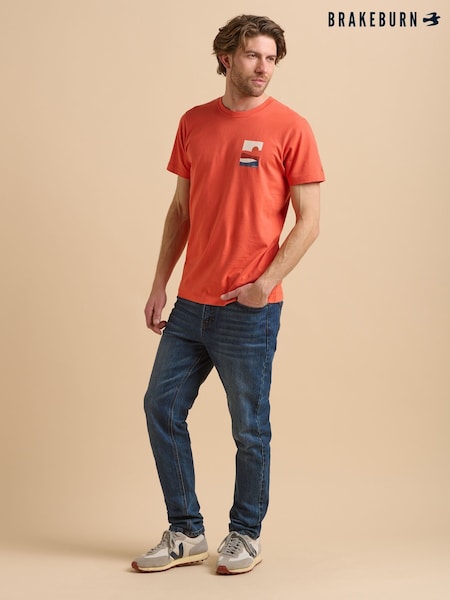 Brakeburn Orange 100% Cotton Sunset T-Shirt (F90326) | £29