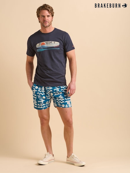 Brakeburn Navy Blue Painted Peleton T-Shirt (F90340) | £29