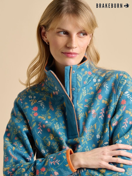 Brakeburn Teal Shoreline Meadow Quarter Zip Sweatshirt (F90343) | £65