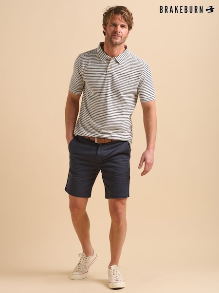 Brakeburn Blue Chrome Maritime Stripe Polo Shirt (F90355) | £35