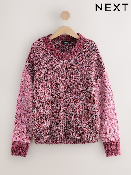 Pink Multi Twist Knitted Jumper With Wool (F90360) | £42