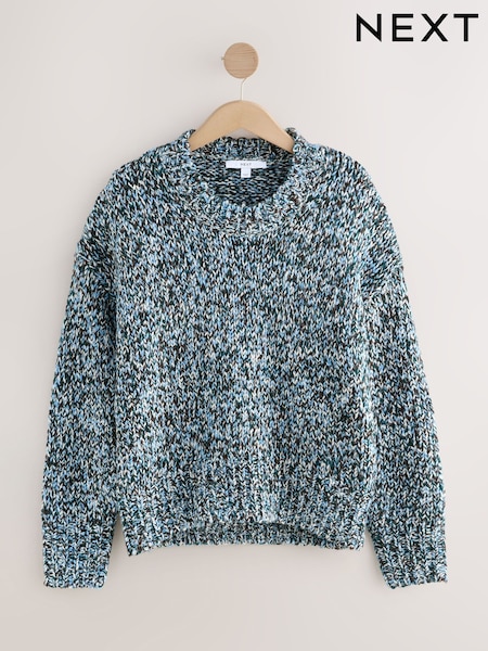 Blue Multi Twist Knitted Jumper With Wool (F90380) | £42