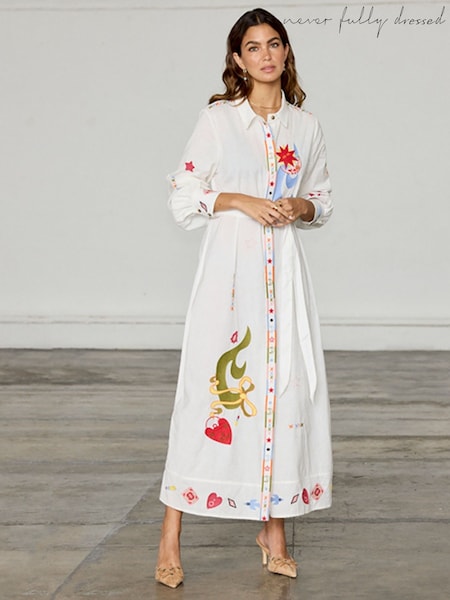 Never Fully Dressed White Enchanted Shirt Dress (F90417) | £189