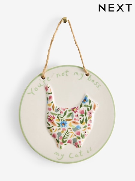 Multi Ceramic Floral Cat Person Hanging Decoration (F90458) | £6