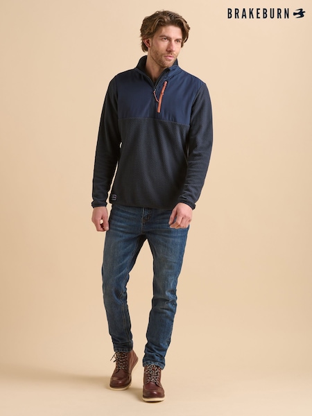 Brakeburn Blue Quarter Zip Micro Fleece (F90505) | £50