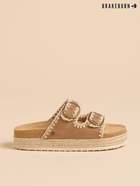 Brakeburn Brown Denim Platform Sandals (F90529) | £45