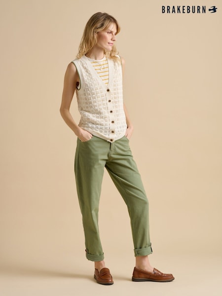 Brakeburn Cream Pointelle Knitted Button Tank (F90591) | £55