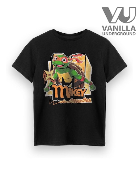 Vanilla Underground Black Teenage Mutant Ninja Turtles Mikey Short Sleeved 100% Cotton T-Shirt (F90610) | £14