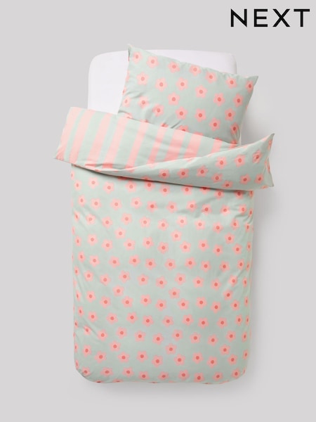 Sage Green Floral Duvet Cover and Pillowcase Set (F90676) | £18 - £28