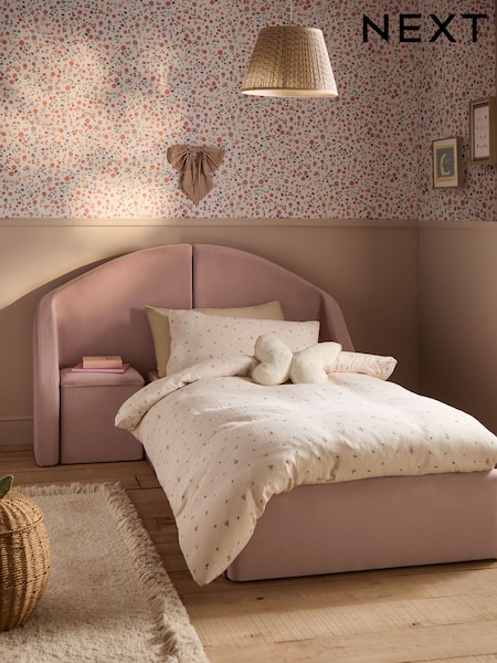 Soft Velvet Blush Pink Storytime Drawer Storage Bed Single Bed Frame With Drawer Storage (F90680) | £750