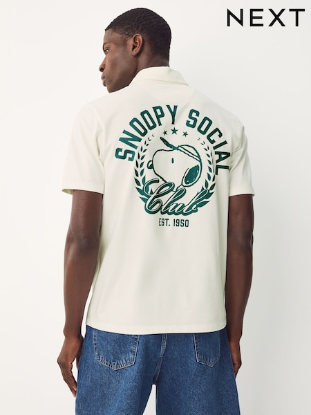 White Ecru Licence Snoopy Polo Shirt (F90738) | £34