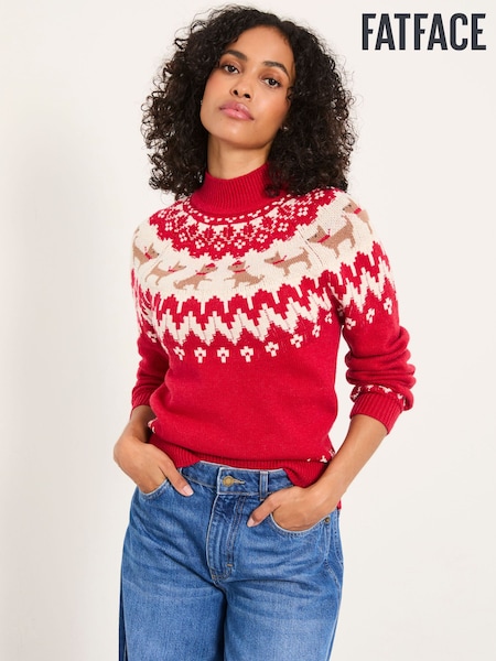 FatFace Red Dog Fairisle Knitted Crew Neck Jumper (F90875) | £52