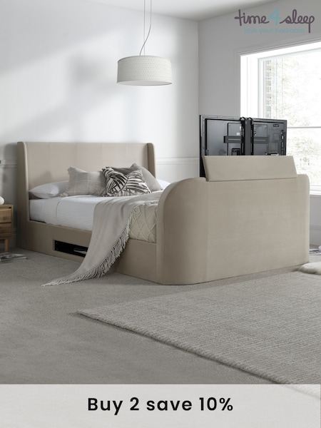 Time 4 Sleep Stone Vancouver Winged Velvet Side Lift Ottoman Storage Bed (F90895) | £1,200 - £1,300