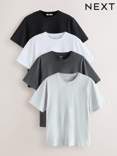 Navy/Black/White/Grey Regular Fit T-Shirts 4 Pack (F90910) | £38
