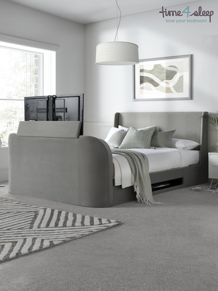 Time 4 Sleep Grey Vancouver Winged Velvet Side Lift Ottoman Storage Bed (F90933) | £1,200 - £1,300