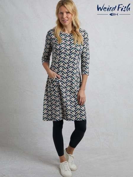 Weird Fish Black Starshine Printed 100% Cotton Jersey Dress (F90950) | £50