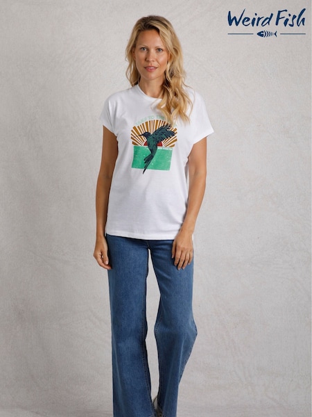 Weird Fish White Fly Free 100% Cotton Slub Graphic Print T-Shirt (F90962) | £28