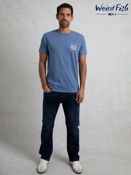 Weird Fish Blue Fin Hof Heritage Wash Artist 100% Cotton T-Shirt (F90967) | £28