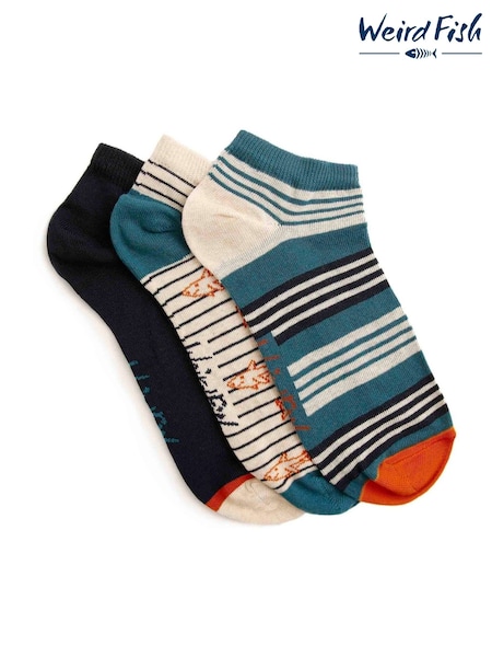 Weird Fish Blue Rolph Trainers Socks 3 Pack (F90988) | £16