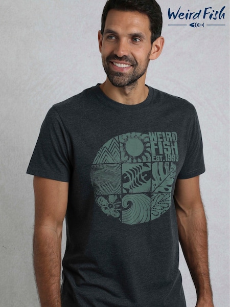 Weird Fish Black Summer Sector Graphic Print T-Shirt (F90992) | £28