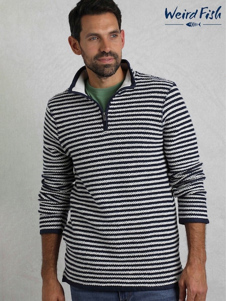 Weird Fish Grey Shorling 1/4 Zip Stripe Macaroni Fleeces (F91003) | £80