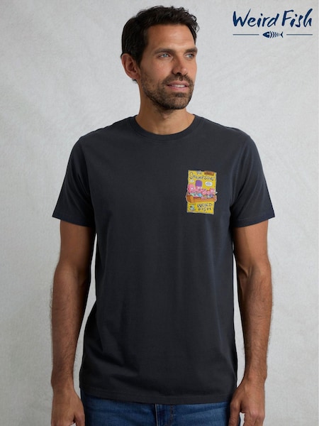 Weird Fish Black Shrimpsons Heritage Wash Artist 100% Cotton T-Shirt (F91005) | £28