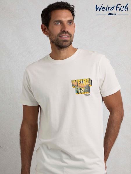 Weird Fish Cream Wild Life Heritage Wash Graphic Print 100% Cotton T-Shirt (F91007) | £28