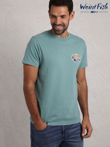 Weird Fish Blue Land and Sea Back Print Graphic 100% Cotton T-Shirt (F91009) | £28