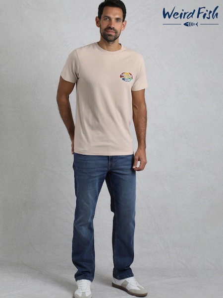 Weird Fish Cream Land and Sea Back Print Graphic 100% Cotton T-Shirt (F91017) | £28