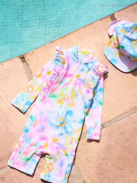 Angel & Rocket Pink Jodie Multi Sunsafe Print Toddler Swimsuit (F91040) | £28 - £30